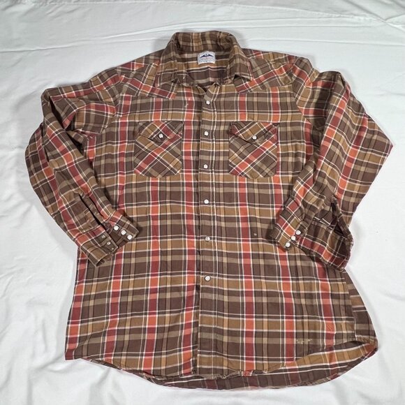 Lot of 3 Vintage Pearl Snap Button Ups Mens XL Plaid Distressed Holes Dakota - Picture 16 of 16